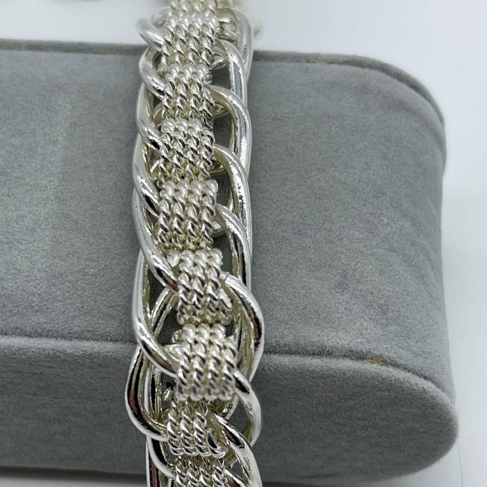 .925 Sterling Silver Rolling 8" Toggle Bracelet -… - image 2
